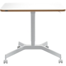 LEITZ Ergo Compact desk, rectangular, height-adjustable via gas spring, T-foot, with castors, W 800 x D 600 x H 750-1140 mm, white/white