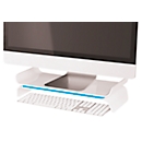 Leitz® Ergo WOW Monitorständer, ergonomisch, für Monitore bis 27 ″, 2-stufig höhenverstellbar mit Stauraum für Tastatur, B 209 x H 112 mm, weiß/blau