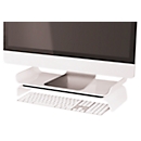 Leitz® Ergo WOW Monitorständer, ergonomisch, für Monitore bis 27 ″, 2-stufig höhenverstellbar mit Stauraum für Tastatur, B 209 x H 112 mm, weiß/schwarz