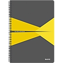 LEITZ® Office collegeblok 464700 A4, gelamineerde kaft, geruit, geel