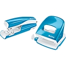 LEITZ® office punch + desktop stapler Wow SET, azul metálico
