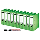 LEITZ® Ordner 1007, DIN A4, 80 mm, 10 Stück, grün + GRATIS edding Permanentmarker 3000