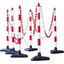 Lightweight chain post set, plastic foot, concrete filling