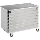 Lightweight metal trolley, with hinged lid, 656 l