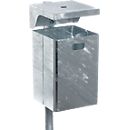 Litter bin with hat and integrated ashtray, hot-dip galvanised