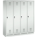 Locker Evolo S 3000, steel, with plinth, 4 pcs. each 400 mm wide, safety swivel latch, light grey RAL 7035/light grey RAL 7035