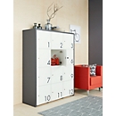 Lockerkast, B 1250 x D 430 x H 1548 mm, 12 afsluitbare vakken met cijfers, wit/basaltgrijs