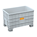 Logistikbox Cemo, Hart-Polyethylen (HDPE), grau, lebensmittelecht, B 1000 x T 635 x H 645 mm, 200 l hoch, mit Füßen