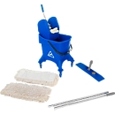 Lot complet seau à roulettes 1 bac Poly I, seau de 30 L + manche chromé en 2 segments, 10 franges