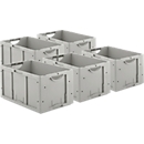 Lot éco 5 pièces Euro Box Série LTB 6320, en polypropylène, capacité 61,7 l chacun, sans couvercle, gris, dim. ext. L 600 x P 400 x H 320 mm 