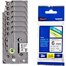Lot éco cassettes de ruban pour titreuses 6 mm TZe-211 Brother, 6 + 1 GRATUIT
