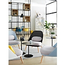 Lounge fauteuil, gestoffeerd, B 700 x D 655 x H 755 mm, 4-poten, zwarte zitschaal