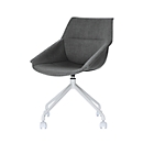 Luge shell chair, set of 2, W 555 x D 580 x H 840 mm, swivel 360°, castors, upholstery, polypropylene and powder coated steel, antr./white