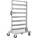 Magasin pour petites pièces, mobile, 4 roulettes, sans bacs transparents, H 1 450 x L 825 x P 550 mm, acier thermolaqué, gris