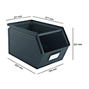 Magazijnbak - met draagbeugel - stalen - L 377 x B 211 x H 201 mm - 11,5 l - grijsblauw RAL 5008 - ons merk Schäfer Shop Select