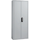 Magazijnkast - B 700 x D 300 x H 1690 mm - 10 legborden - 28 bakken - met deuren -blank alu