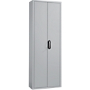 Magazijnkast - B 700 x D 300 x H 1980 mm - 12 legborden - 52 bakken - met deuren - blank alu