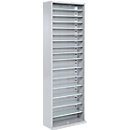 Magazinschrank, 1980 mm hoch, 15 Böden, ohne Kästen, ohne Türen, hellsilber