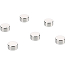 Magnete, für Glas-Magnettafeln, rund, Haftkraft bis 3 kg, Ø 10 x H 5 mm, Metall, chromfarben, 6 Stück