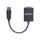 Manhattan DisplayPort to VGA HD15 Converter Cable, 15cm, Male to Female, Active, DP With Latch, Black, Lifetime Warranty, Polybag - Videoadapter - DisplayPort zu HD-15 (VGA) - 15 cm