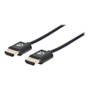 Manhattan HDMI Cable with Ethernet (Ultra Thin), 4K@60Hz (Premium High Speed), 0.5m, Male to Male, Black, Ultra HD 4k x 2k, Fully Shielded, Gold Plated Contacts, Lifetime Warranty, Polybag - HDMI-Kabel mit Ethernet - 50 cm