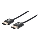 Manhattan HDMI Cable with Ethernet (Ultra Thin), 4K@60Hz (Premium High Speed), 1.8m, Male to Male, Black, Ultra HD 4k x 2k, Fully Shielded, Gold Plated Contacts, Lifetime Warranty, Polybag - HDMI-Kabel mit Ethernet - 1.8 m