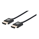 Manhattan HDMI Cable with Ethernet (Ultra Thin), 4K@60Hz (Premium High Speed), 1m, Male to Male, Black, Ultra HD 4k x 2k, Fully Shielded, Gold Plated Contacts, Lifetime Warranty, Polybag - HDMI-Kabel mit Ethernet - 1 m