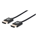 Manhattan HDMI Cable with Ethernet (Ultra Thin), 4K@60Hz (Premium High Speed), 3m, Male to Male, Black, Ultra HD 4k x 2k, Fully Shielded, Gold Plated Contacts, Lifetime Warranty, Polybag - HDMI-Kabel mit Ethernet - 3 m