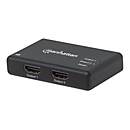 Manhattan HDMI Splitter 2-Port , 4K@30Hz, Displays output from x1 HDMI source to x2 HD displays (same output to both displays), AC Powered (cable 0.9m), Black, Three Year Warranty, Retail Box - Video-/Audio-Splitter - 2 Anschlüsse