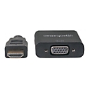Manhattan HDMI to VGA Converter cable, 1080p, 30cm, Male to Female, Micro-USB Power Input Port for additional power if needed, Black, Three Year Warranty, Polybag - Videoadapter - HDMI / VGA - 30 cm
