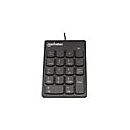 Manhattan Numeric Keypad, Wired, USB-A, 18 Full Size Keys, Black, Membrane Key Switches, Windows and Mac, Three Year Warranty, Blister - Tastenfeld - USB - Schwarz