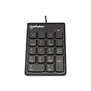 Manhattan Numeric Keypad, Wired, USB-A, 18 Full Size Keys, Black, Membrane Key Switches, Windows and Mac, Three Year Warranty, Blister - Tastenfeld - USB - Schwarz