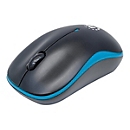 Manhattan Success Wireless Mouse, Black/Blue, 1000dpi, 2.4Ghz (up to 10m), USB, Optical, Three Button with Scroll Wheel, USB micro receiver, AA battery (included), Low friction base, Three Year Warranty, Blister - Maus - RF - Schwarz/Blau