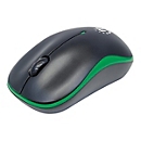 Manhattan Success Wireless Mouse, Black/Green, 1000dpi, 2.4Ghz (up to 10m), USB, Optical, Three Button with Scroll Wheel, USB micro receiver, AA battery (included), Low friction base, Three Year Warranty, Blister - Maus - RF - Schwarz/Grün