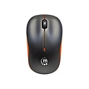 Manhattan Success Wireless Mouse, Black/Orange, 1000dpi, 2.4Ghz (up to 10m), USB, Optical, Three Button with Scroll Wheel, USB micro receiver, AA battery (included), Low friction base, Three Year Warranty, Blister - Maus - RF - Schwarz/Orange