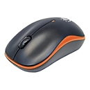 Manhattan Success Wireless Mouse, Black/Orange, 1000dpi, 2.4Ghz (up to 10m), USB, Optical, Three Button with Scroll Wheel, USB micro receiver, AA battery (included), Low friction base, Three Year Warranty, Blister - Maus - RF - Schwarz/Orange