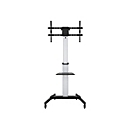 Manhattan TV & Monitor Mount, Trolley Stand, 1 screen, Screen Sizes: 37-86", -10 to 5° Tilt, 90° Rotation, Silver/Black, VESA 200x200 to 600x400mm, Max 50kg, Height adjustable 1200 to 1600mm, AV/Laptop shelf, Aluminium, LFD, Lifetime Warranty - Wa...