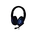 Manhattan USB-A Gaming Headset with LEDs. Retractable Built-in Microphone, Audio Control, Integrated 1.8m cable, Black and Blue, Three Year Warranty - Headset - ohrumschließend - kabelgebunden - USB