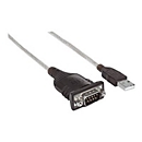 Manhattan USB-A to Serial Converter cable, 45cm, Male to Male, Serial/RS232/COM/DB9, Prolific PL-2303RA Chip, Equivalent to Startech ICUSB232V2, Black/Silver cable, Three Year Warranty, Polybag - Serieller Adapter - USB - RS-232 x 1