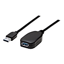 Manhattan USB-A to USB-A Extension Cable, 5m, Male to Female, Active, 5 Gbps (USB 3.2 Gen1 aka USB 3.0), Built In Repeater, SuperSpeed USB, Black, Three Year Warranty, Blister - USB-Verlängerungskabel - USB Typ A zu USB Typ A - 5 m