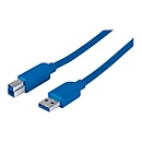 Manhattan USB-A to USB-B Cable, 3m, Male to Male, Blue, 5 Gbps (USB 3.2 Gen1 aka USB 3.0), SuperSpeed USB, Lifetime Warranty, Polybag - USB-Kabel - USB Typ A zu USB Type B - 3 m