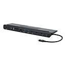 Manhattan USB-C Dock/Hub with Card Reader and MST, Ports (x9): Audio 3.5mm, DisplayPort, Ethernet, HDMI, USB-A (x3), USB-C and VGA, With Power Delivery (100W) to USB-C Port (Note add USB-C wall charger and USB-C cable needed),All Ports can be used...