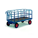 Manual platform trolley with tubular grid sides, pneumatic wheels, 1530 x 730 mm, load capacity 1000 kg