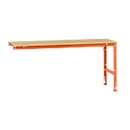 Manuflex aanbouwtafel UNIVERSAL Standaard, 2000 x 800 mm, multiplex natuur, roodoranje