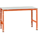 Manuflex Arbeitstisch UNIVERSAL Standard, 1500 x 1000 mm, Melamin lichtgrau, rotorange