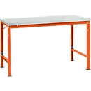 Manuflex Grundtisch UNIVERSAL Spezial, 1500 x 1000 mm, Melamin lichtgrau, rotorange