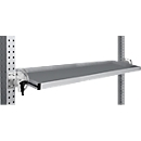 Manuflex kantelbare opbergconsole, voor de serie Universal of Profi, bruikbare diepte 195 mm, voor tafelbreedte 1500 mm, aluminium zilver