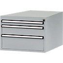 Manuflex onderbouw met schuifladen, voor D 1000 mm, aluminium zilver