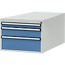 Manuflex onderbouw met schuifladen, voor D 1000 mm, lichtgrijs/briljantblauw