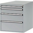 Manuflex onderbouw met schuifladen, voor D 800 mm, aluminium zilver